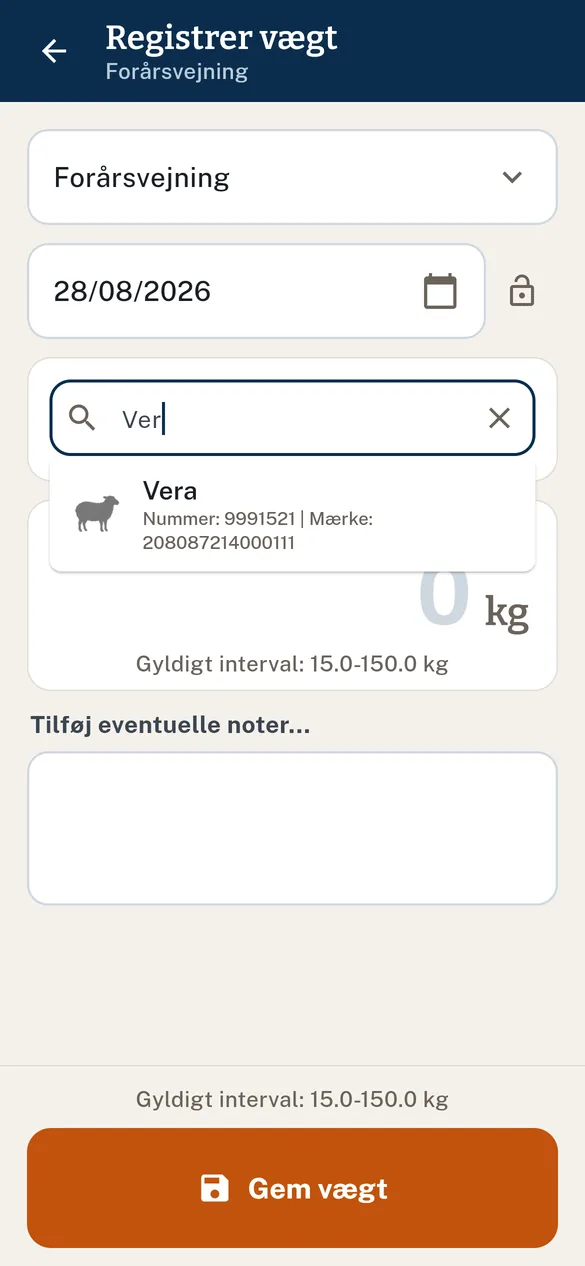 Søgning efter dyret, forslag synlige