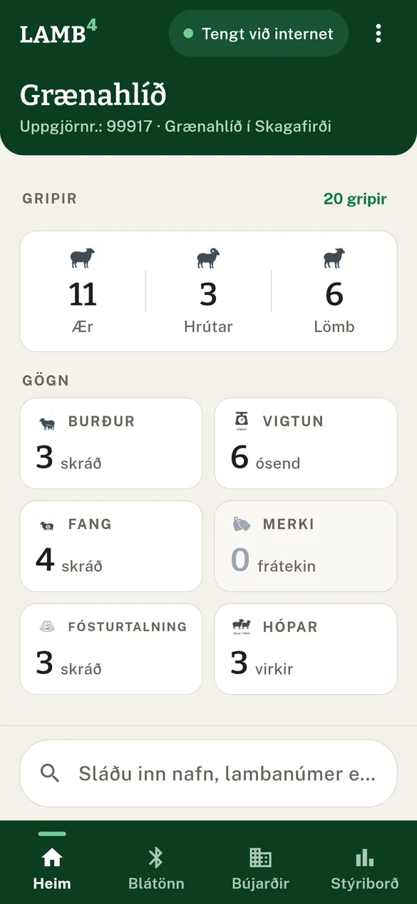 Stýriborðið með Vigtun-spjaldinu