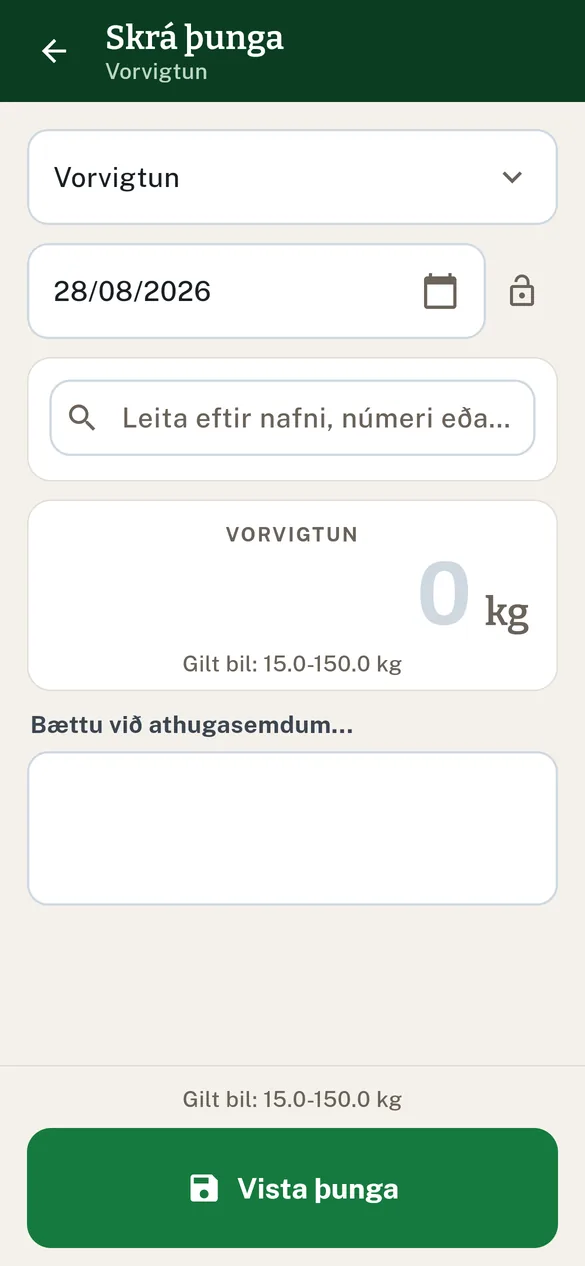 Autt skráningarform